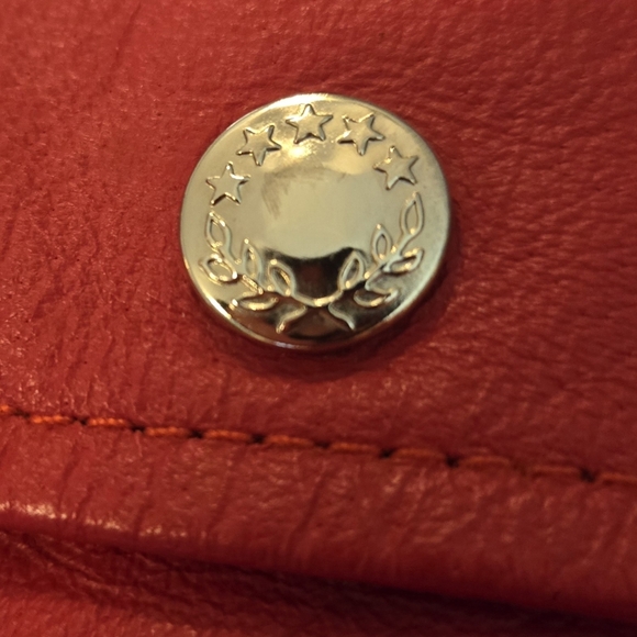 Red leather Biker jacket, slim12(8-10 fit). - Picture 4 of 11